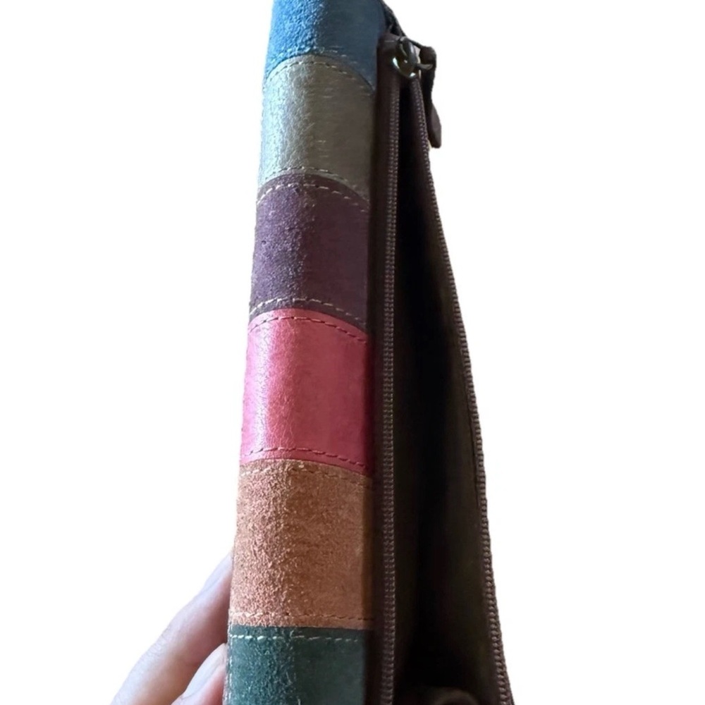 FOSSIL Vintage Multicolor Patchwork Leather Striped Organizer Wallet Brown - Picture 4 of 9